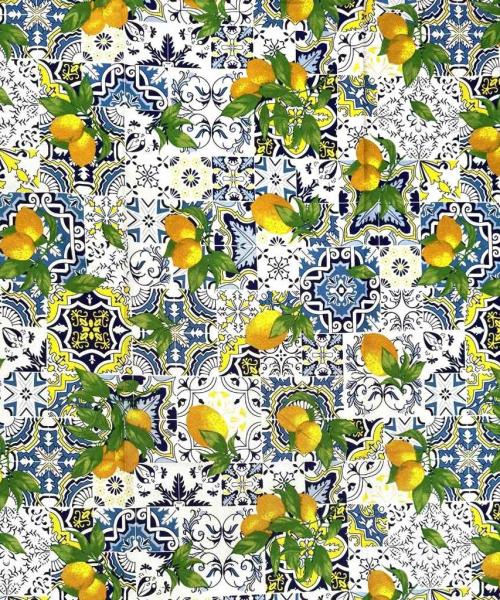 Printed Mini Matt - Mediterranean Tile Print with Lemons - 2